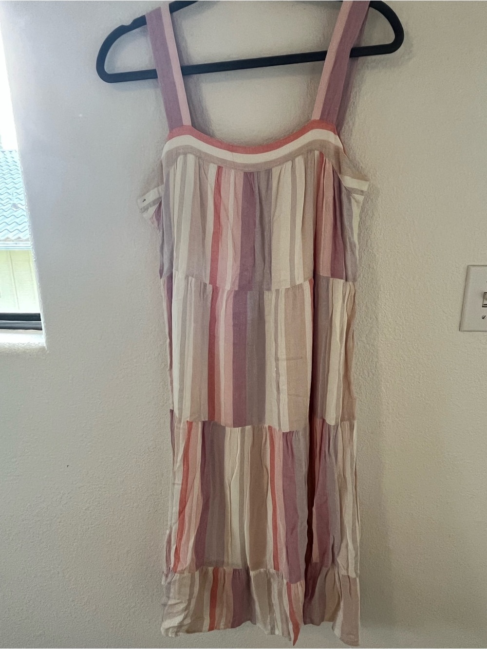 Rails Pink Multi-Stripe Sleeveless Tiered Midi Dress - Picture 1 of 3
